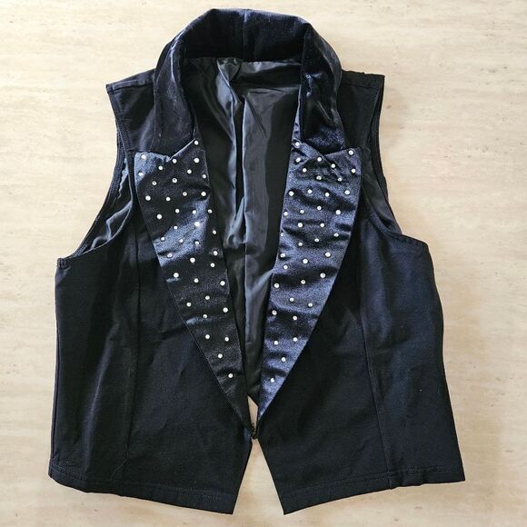 Weissman Ivy Sky child large dance vest black with rhinestones - Picture 1 of 7